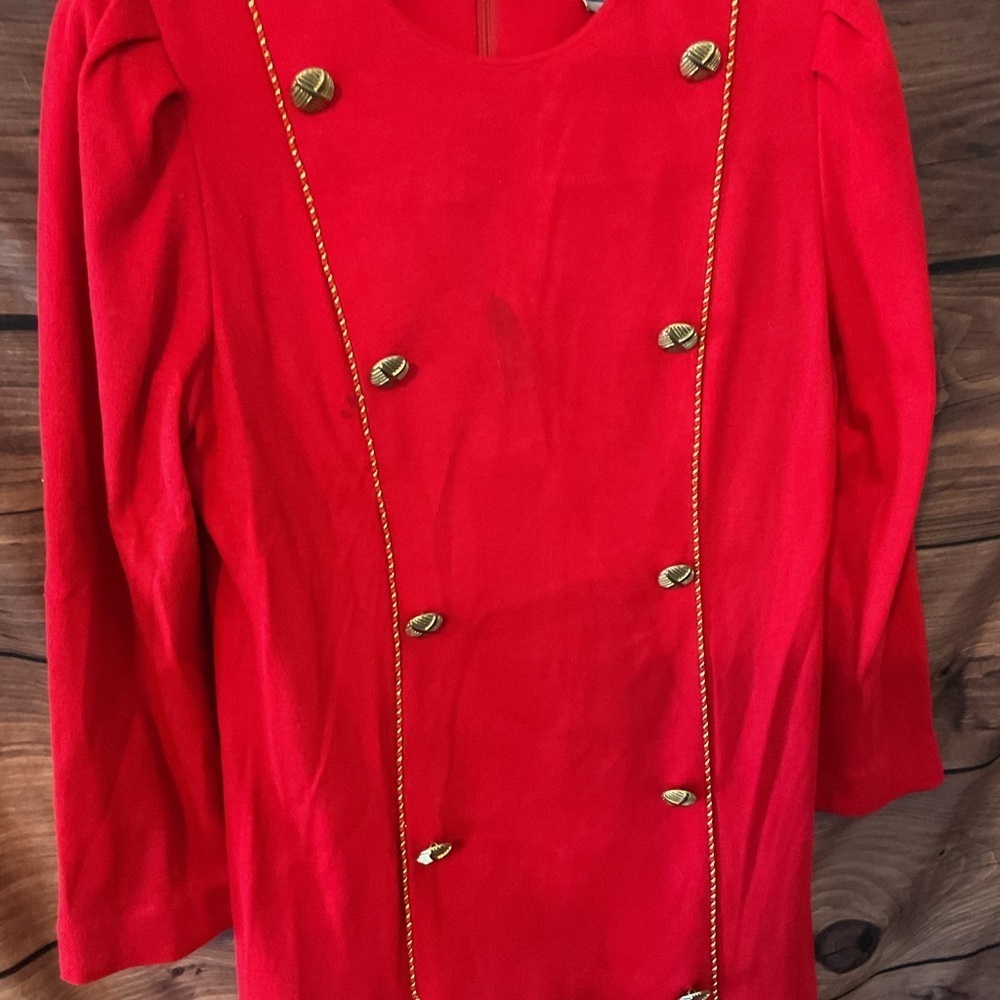 Jessica Howard Red Dress with Gold Buttons